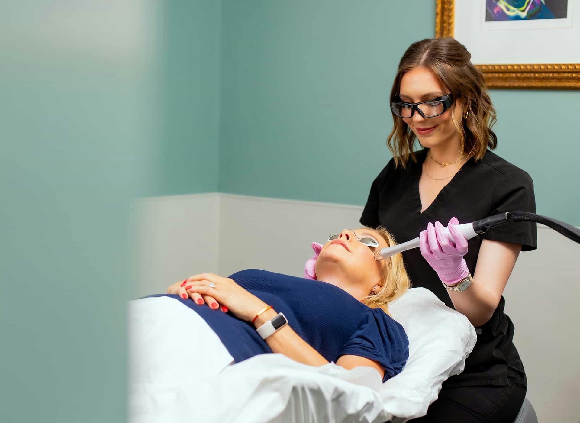Nurse and patient during treatment