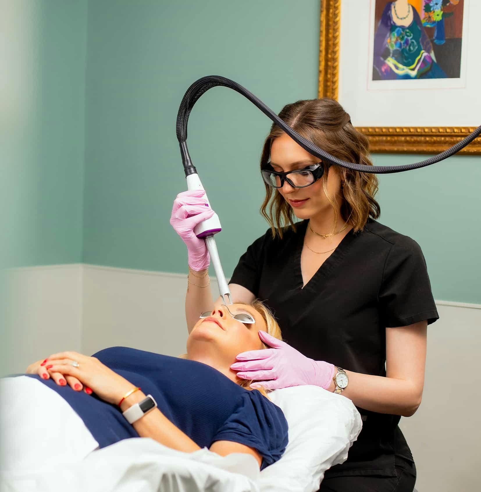 Nurse treating patient