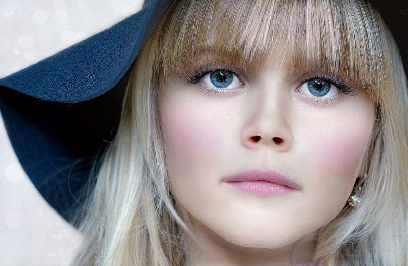 A blonde woman's face