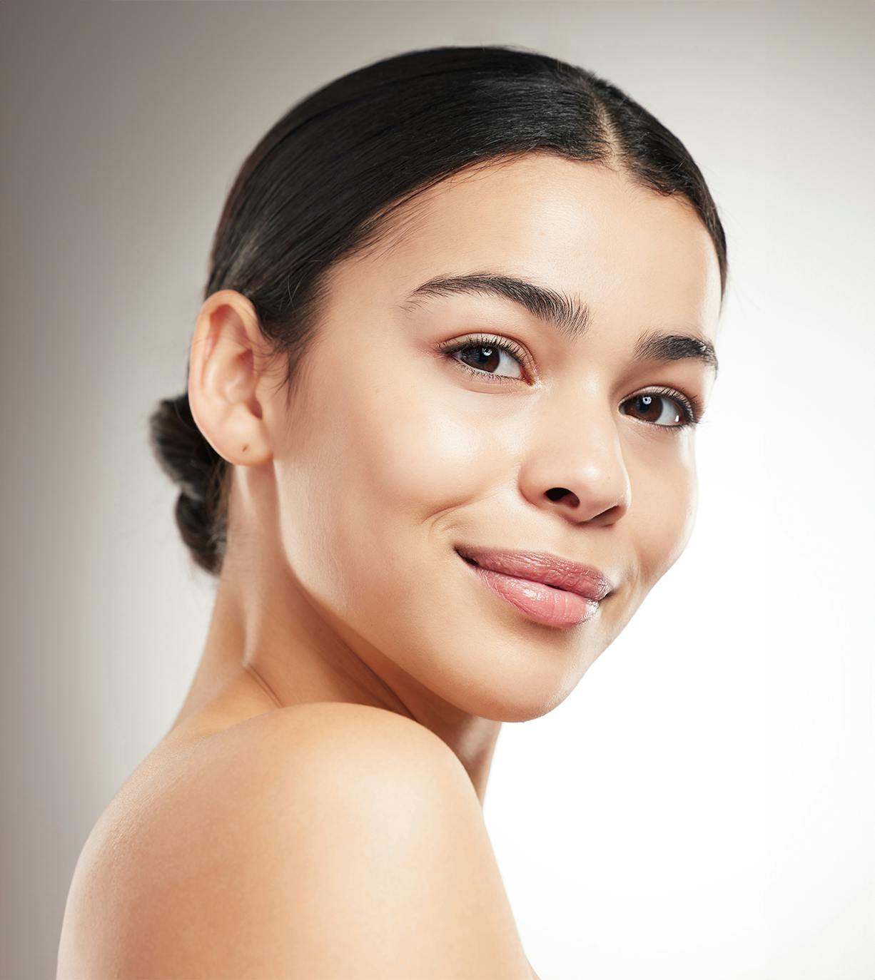 Woman with her hair up