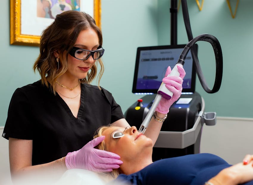 Nurse and patient during treatment