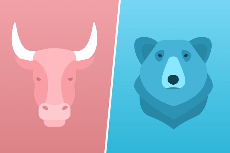 Illustratie van een stier en een beer