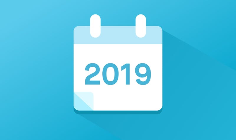 Ein Kalender, der das Börsen-Update 2019 symbolisiert