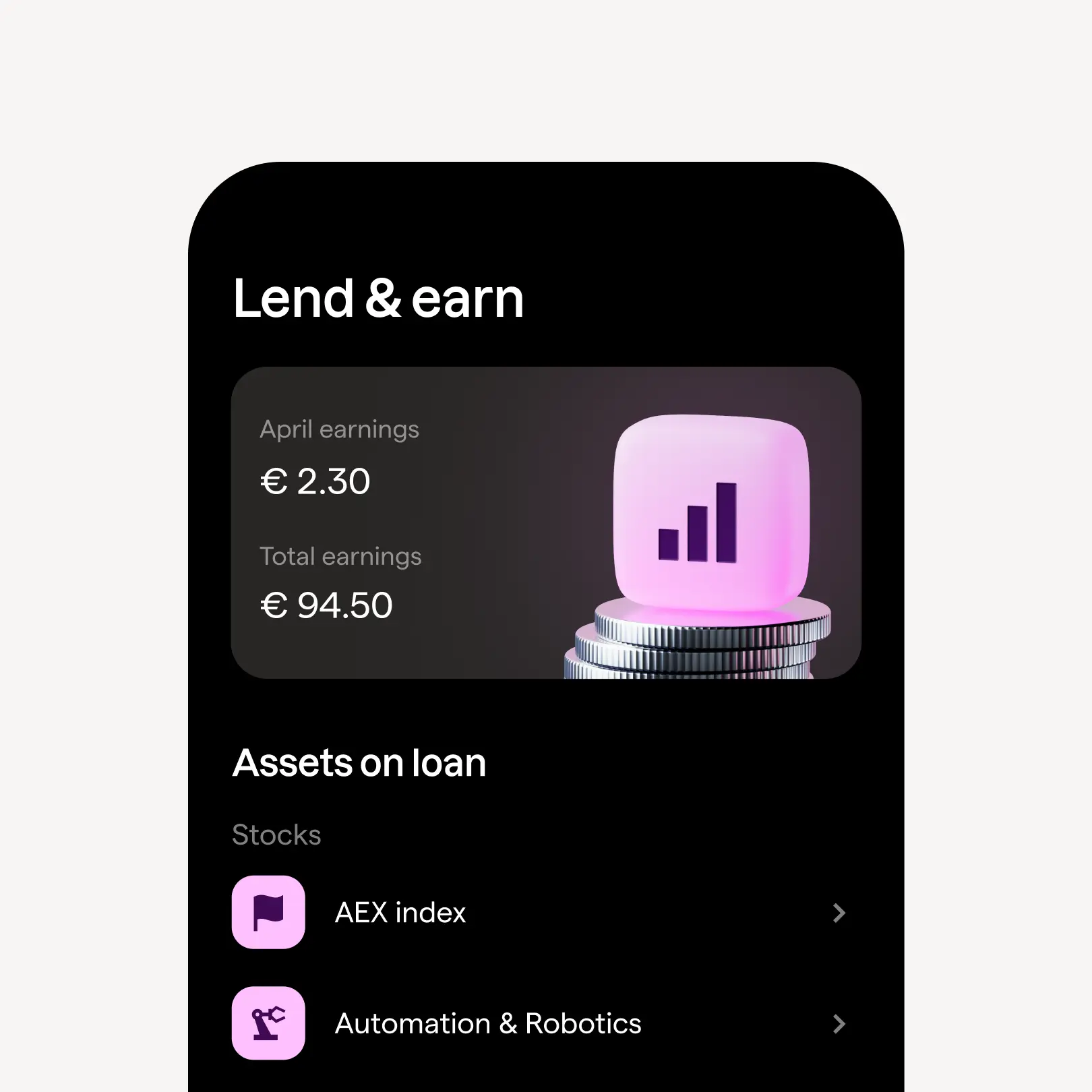Peaks Lend & Earn dashboard