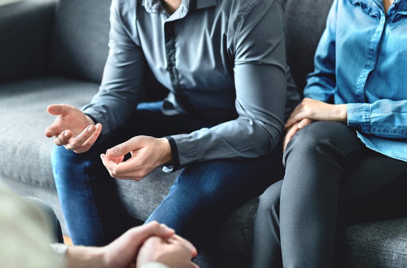 A family talking to each other