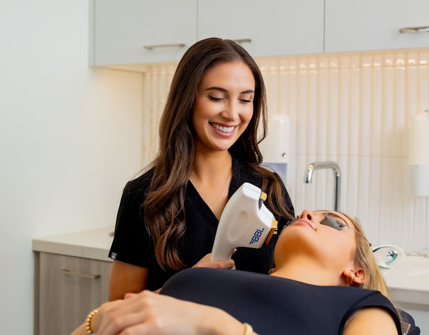Nurse and patient during treatment