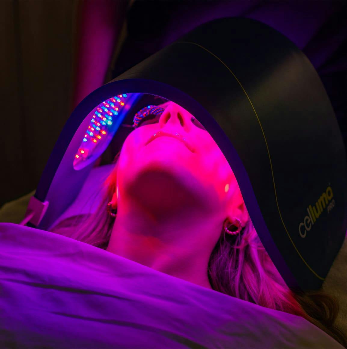 Woman during led treatment