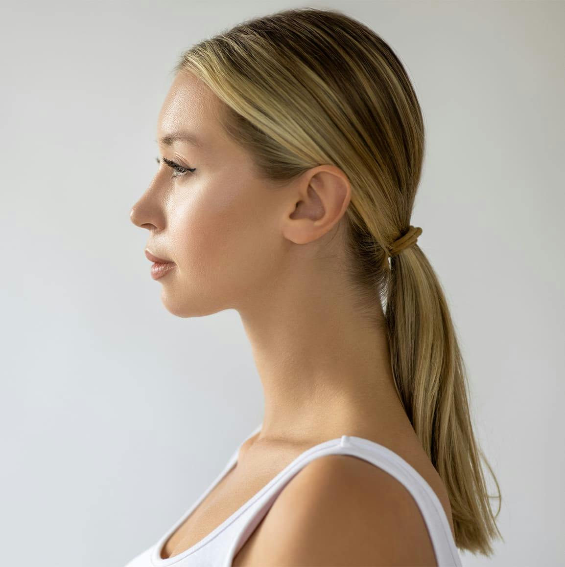 Side profile of woman