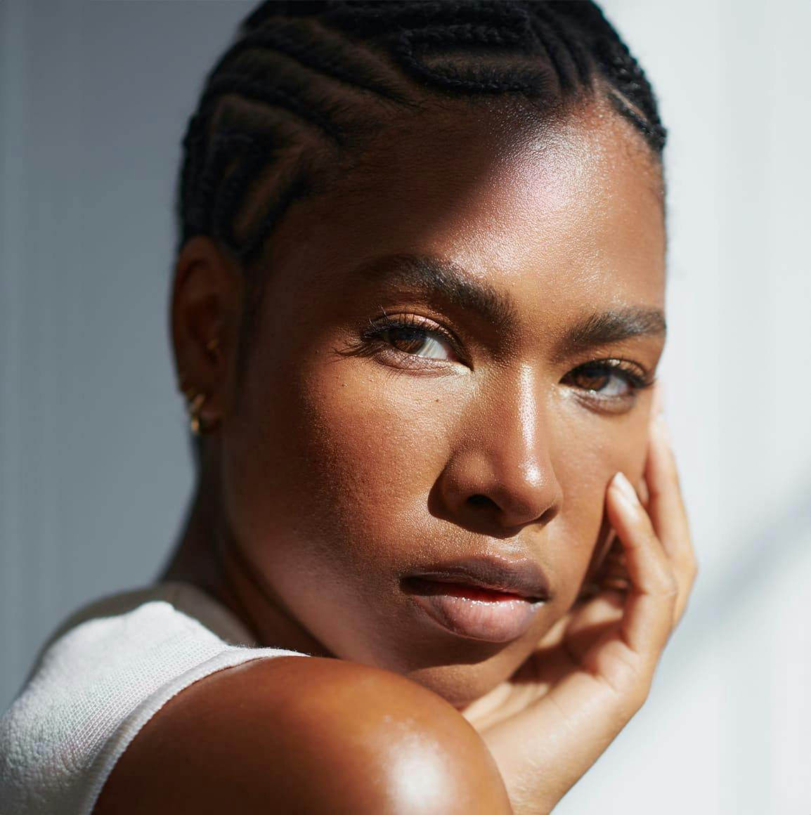 Woman looking into camera