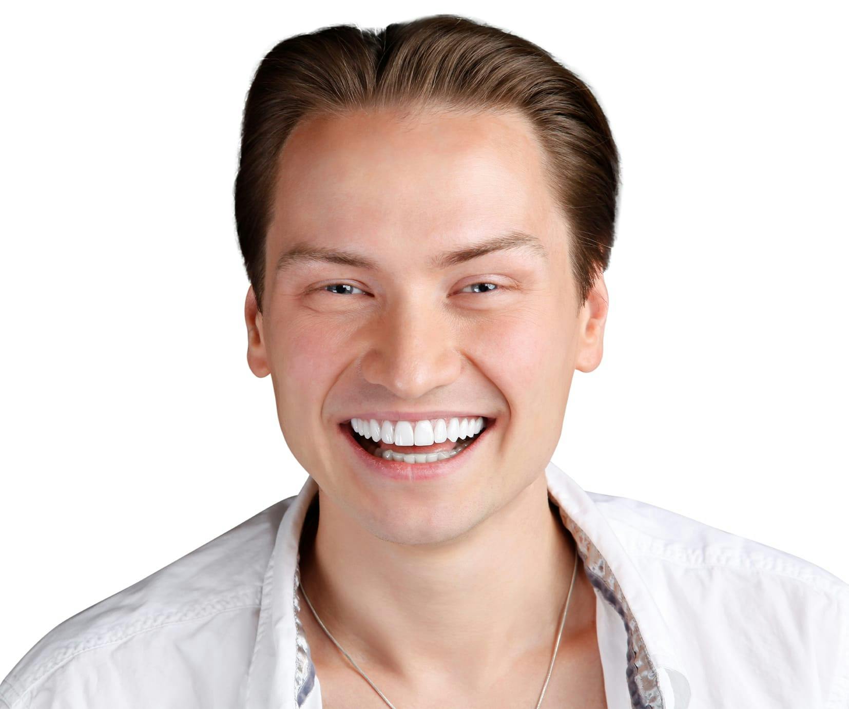 man smiling after receiving cosmetic dentistry