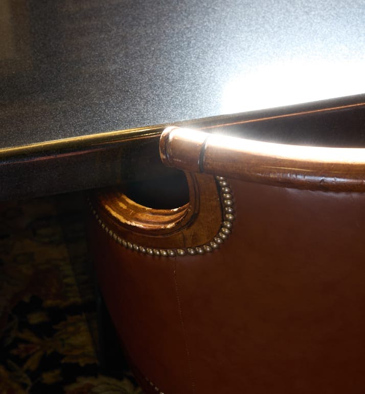 chair tucked under a desk