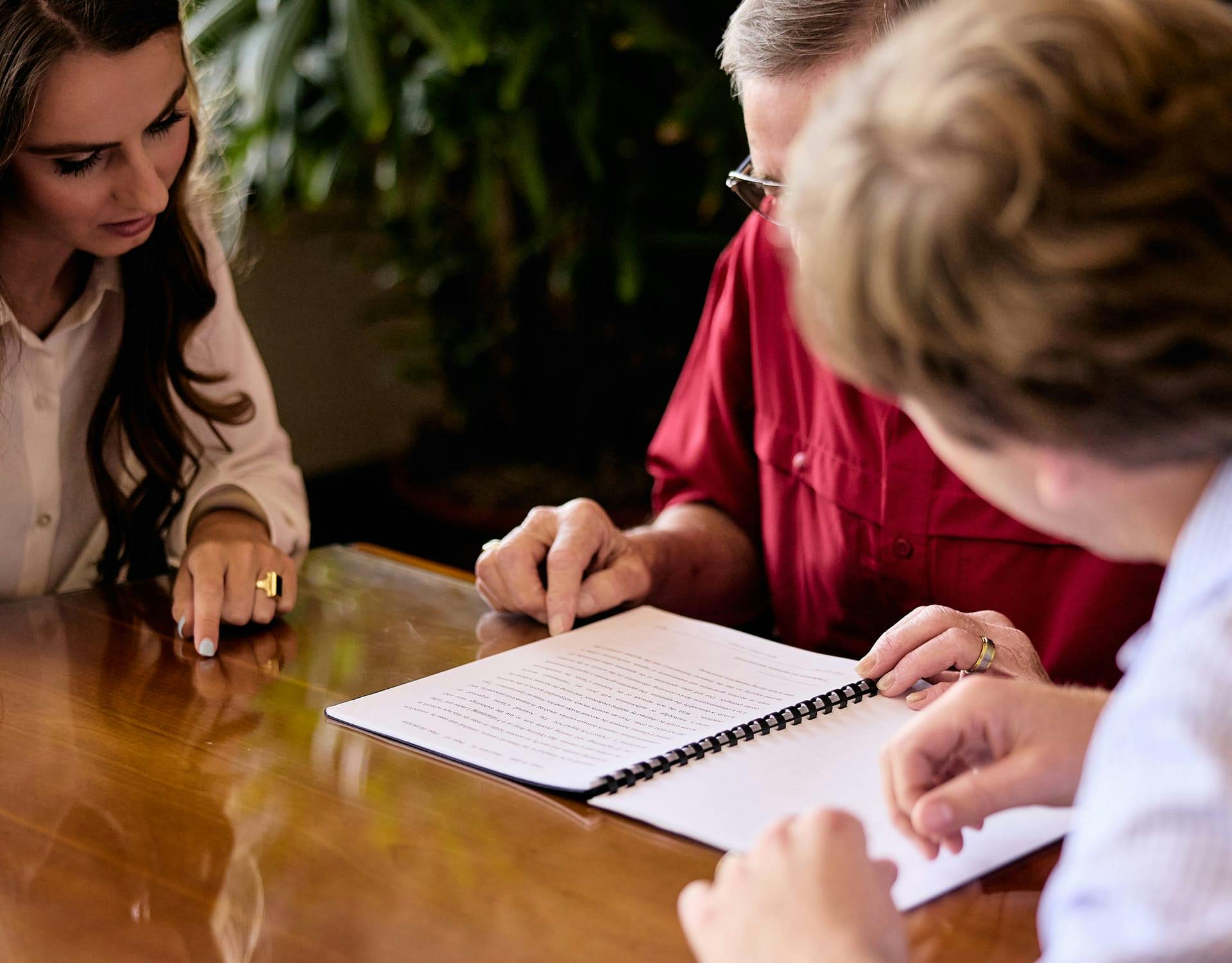 People looking at a document