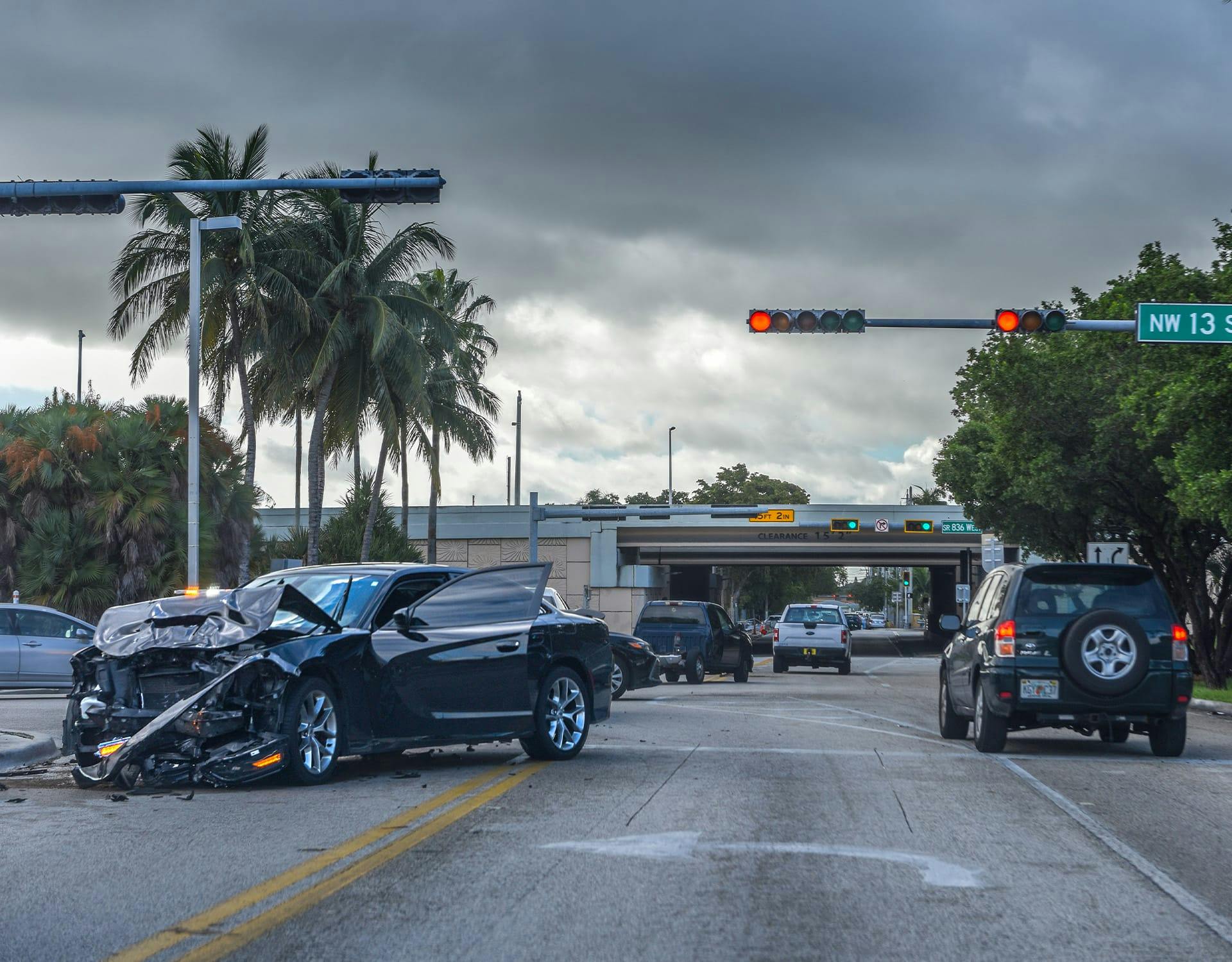 A car wreck at an intersection
