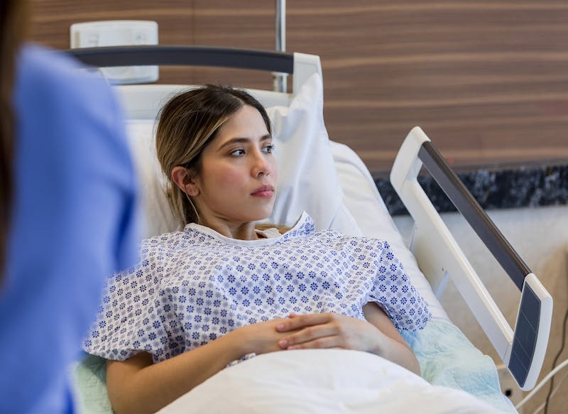woman in a hospital bed