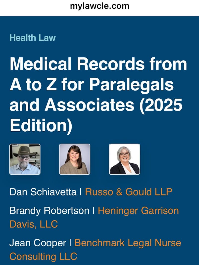 A Medical Records from A-Z for Paralegals and Associates flyer