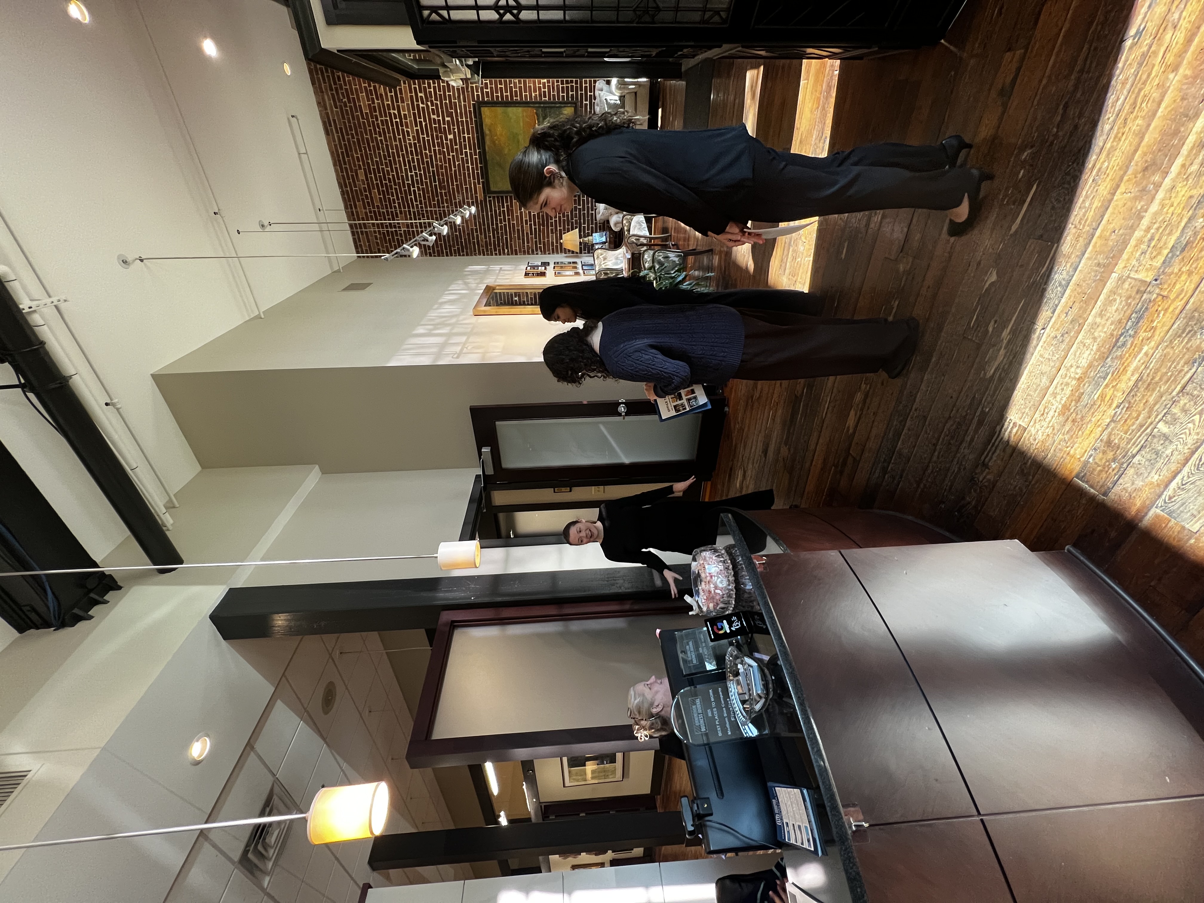 Students being shown around the office