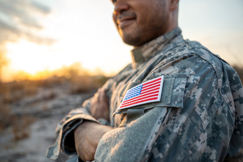 Man wearing a military jacket