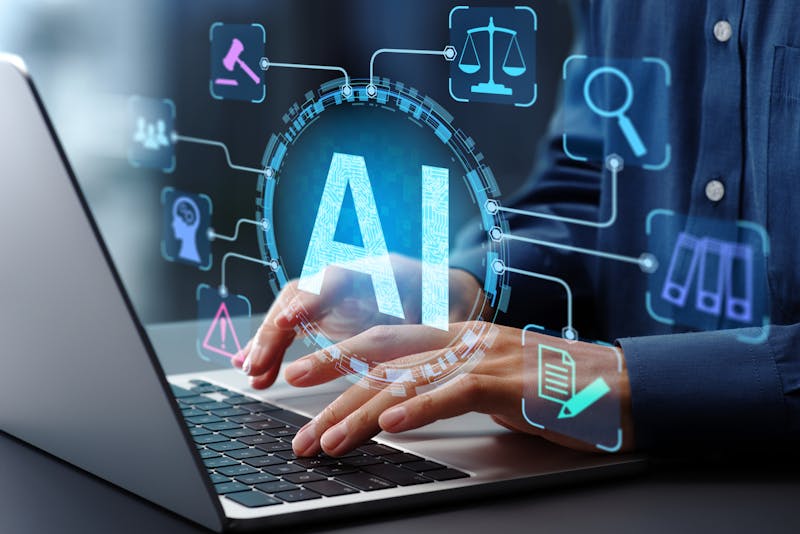 AI icon poping up outside a computer