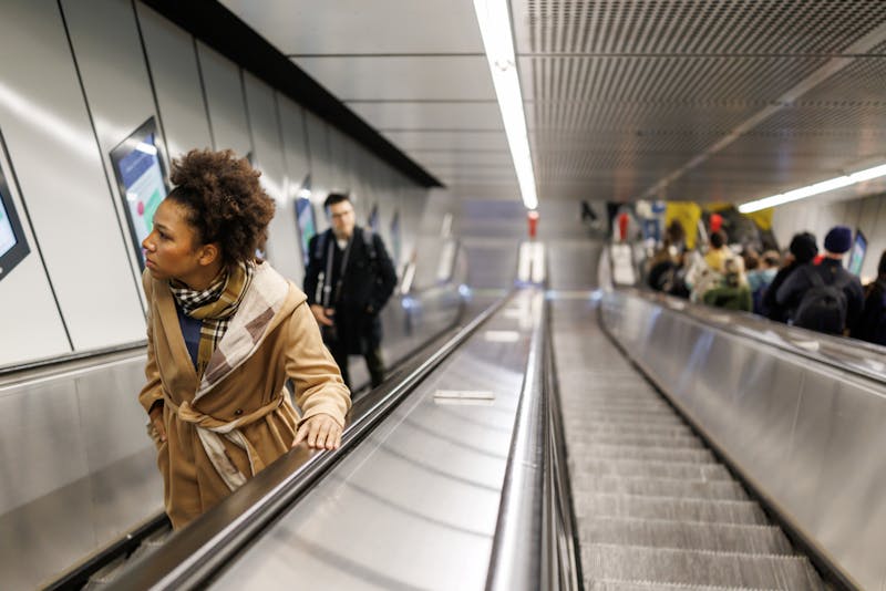 people on escalator