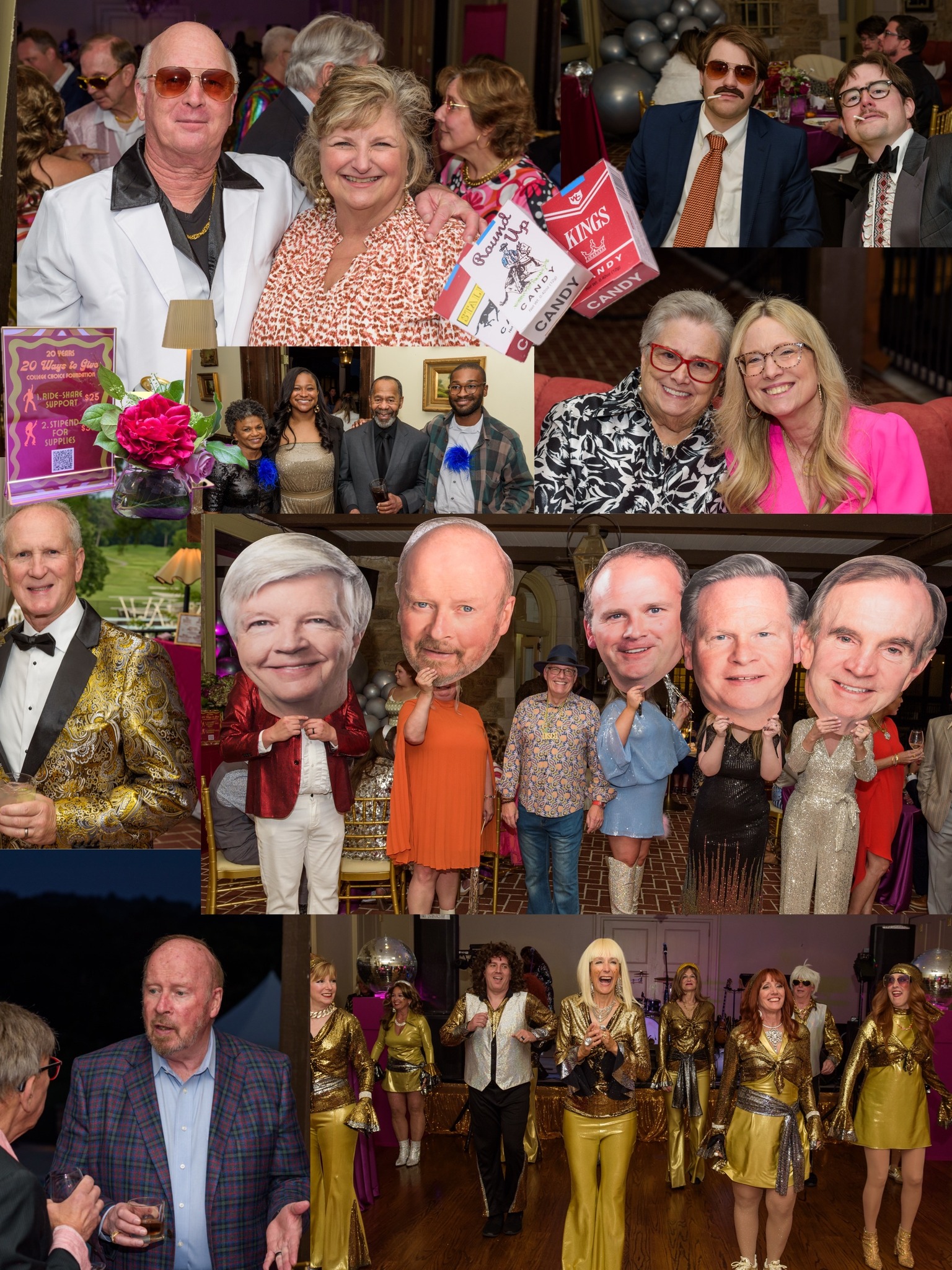 A collage of pictures showing HGD team at the party