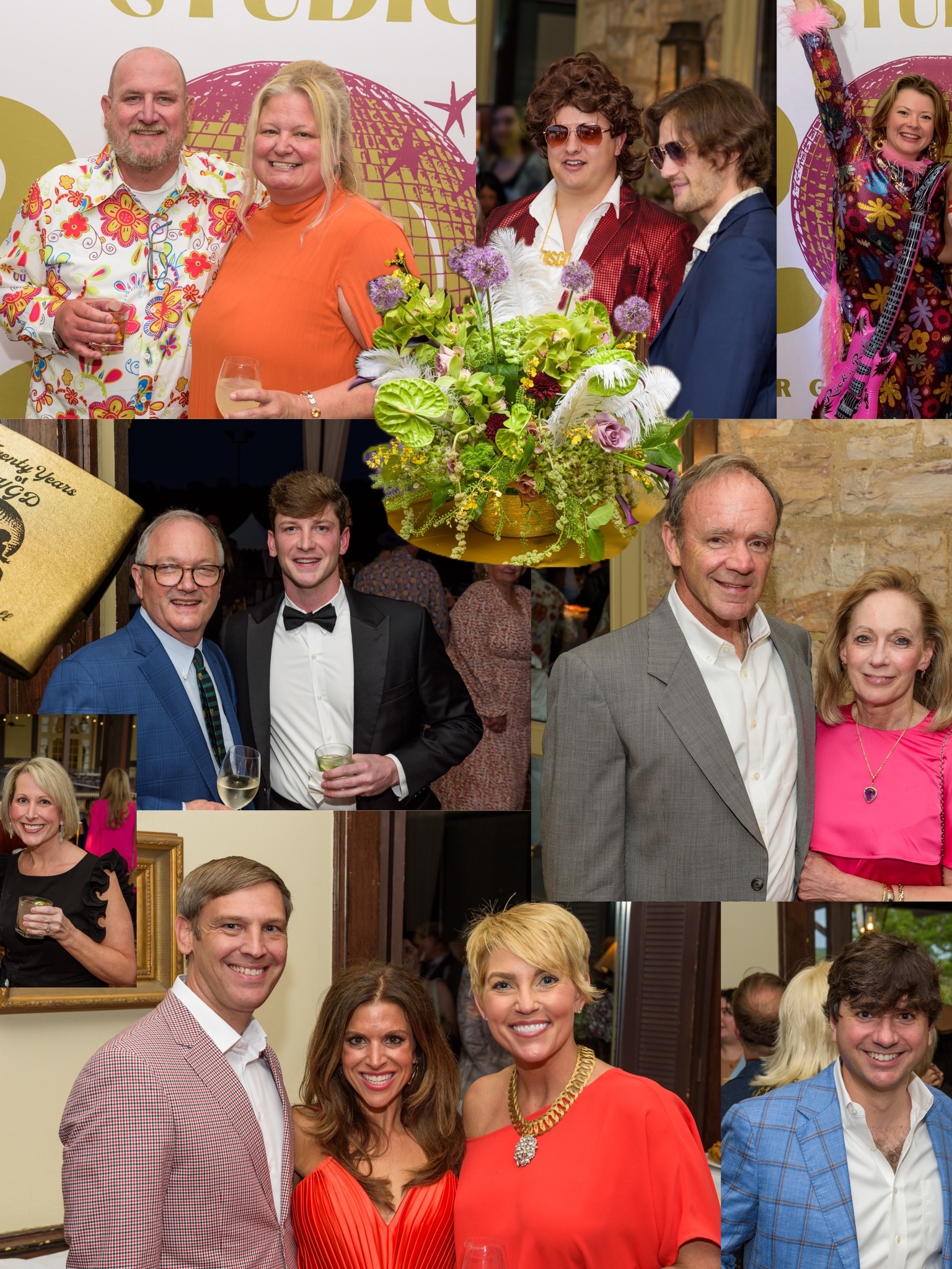 A collage showing people at the party