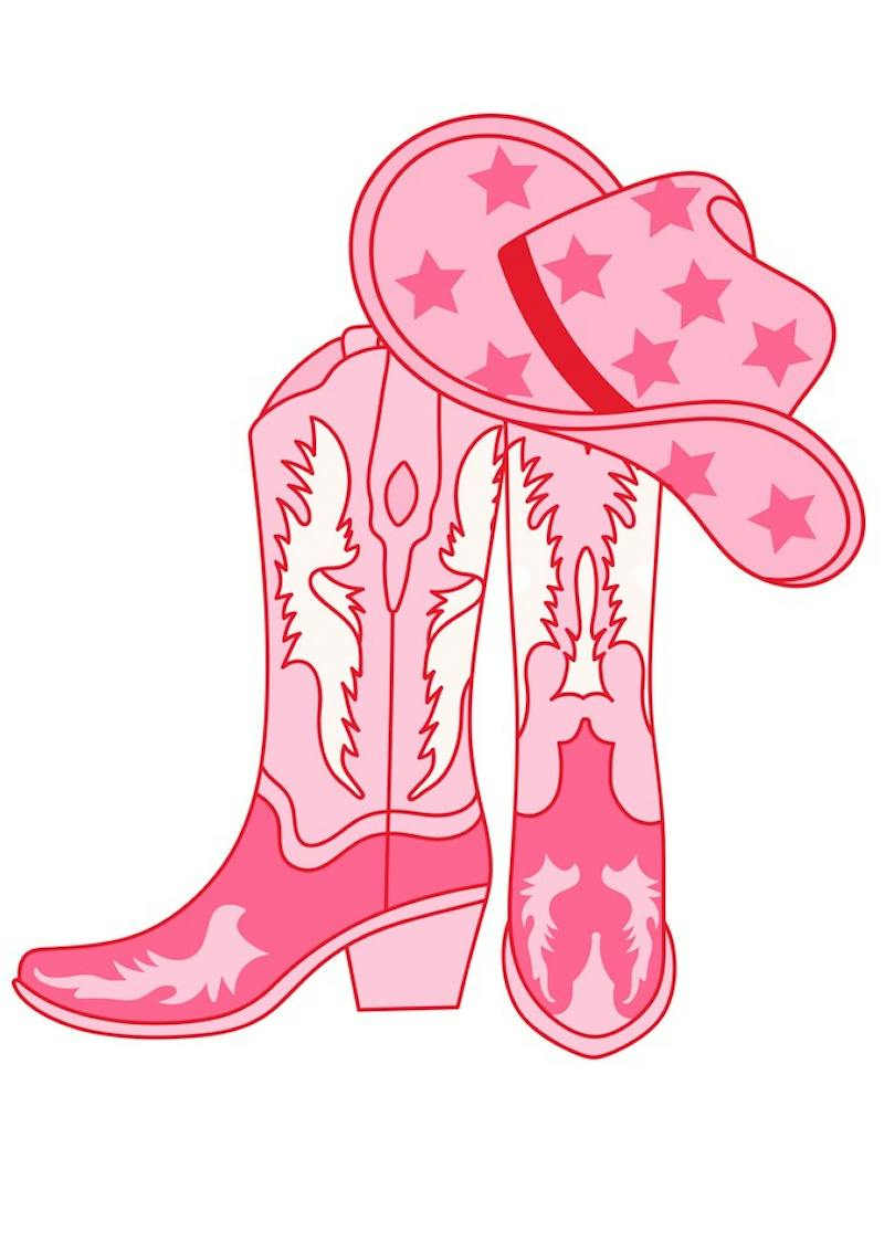 Retro Cowgirl boots with hat.