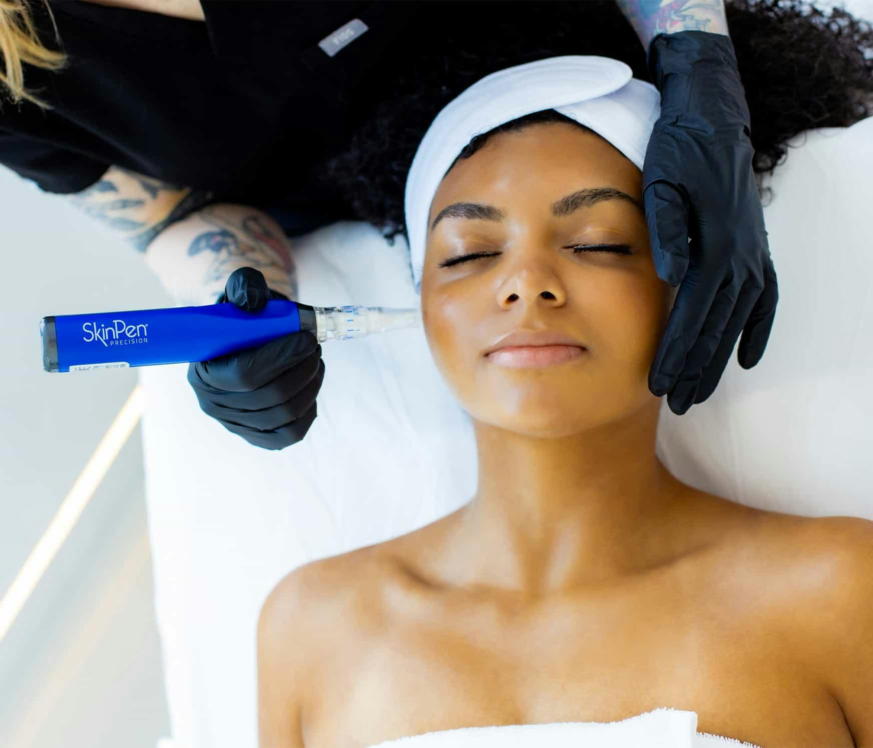 Woman during skin treatment