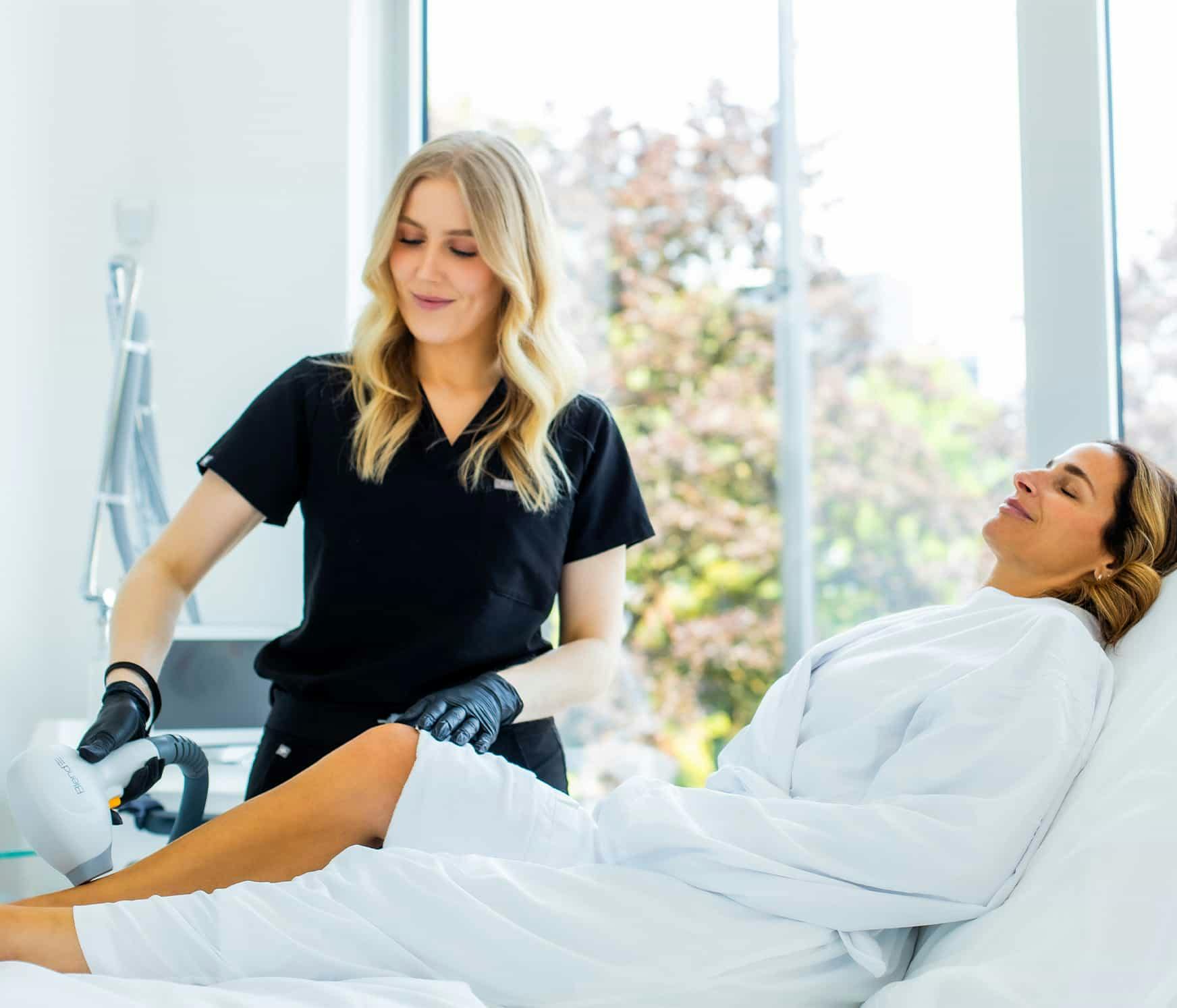 Doctor and patient during treatment