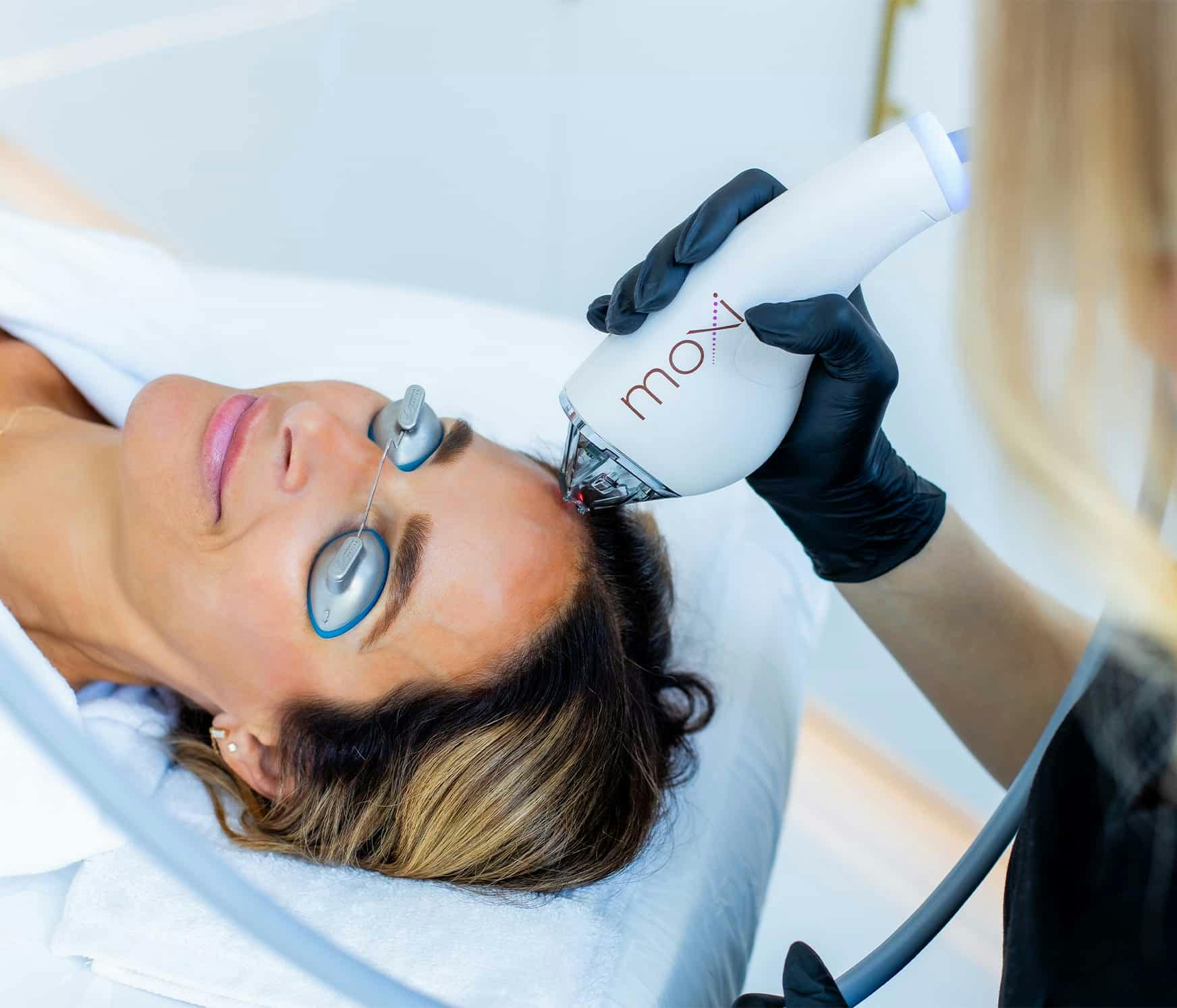 Woman during laser treatment
