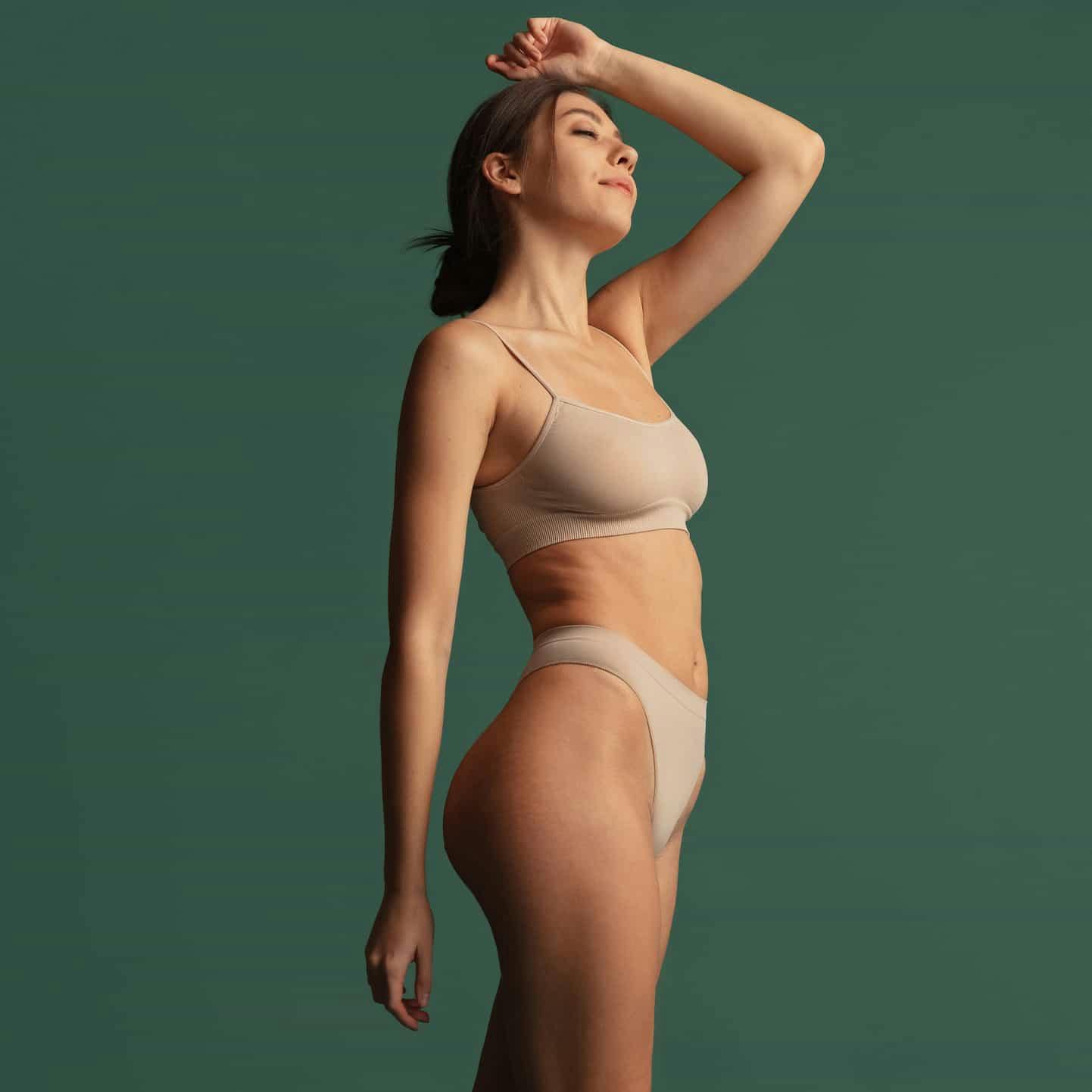 Woman posing in underwear