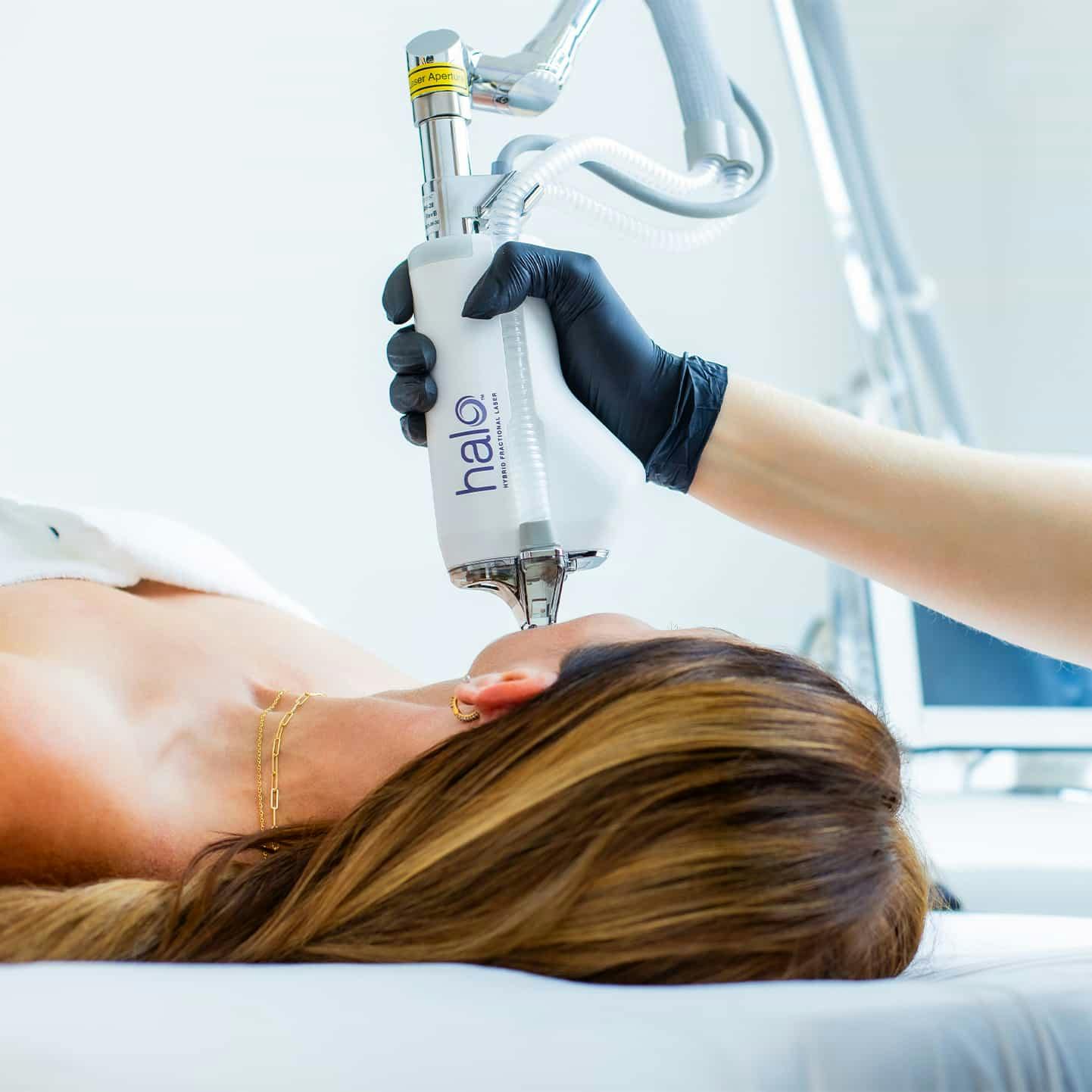Woman during laser treatment