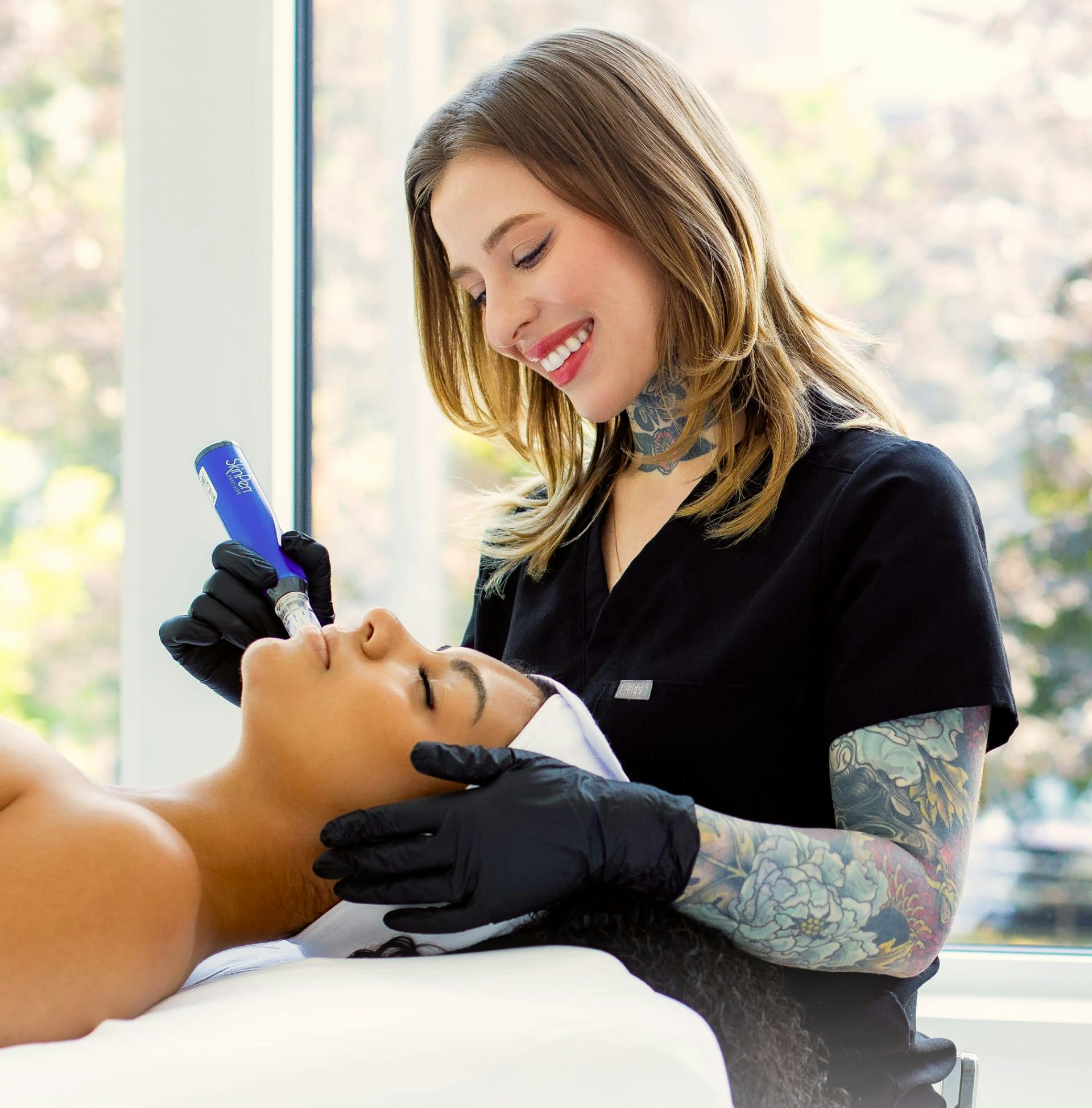 woman getting a non-surgical face procedure