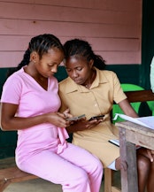 Two young women participating in the workshop.