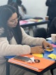 Woman working with post-its