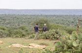 Lorenz & Marcel captureing opuntia with a high precision GPS, Laikipia, Kenya