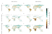 Relative change in species richness due to climate change, land use change, and the combination of both.