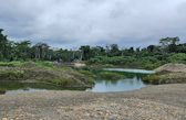 Official gold mining concession at Playa Marta, Madre de Dios, Peru.
