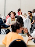 People exchanging in different circles