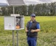 A practical view of the passive irrigation pilot in Grosses Moos: Matthias Schwab with the field setup used for monitoring.