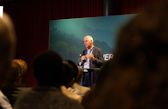 Prof. Dr. Christian Leumann speaking at the Wyss Academy's Beyond5 event, Kursaal Bern.