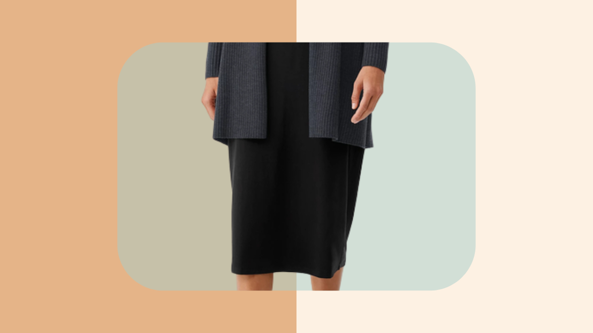 green emerald velvet dress Eileen Fisher Velvet V-Neck Dress in Black, L main image 0