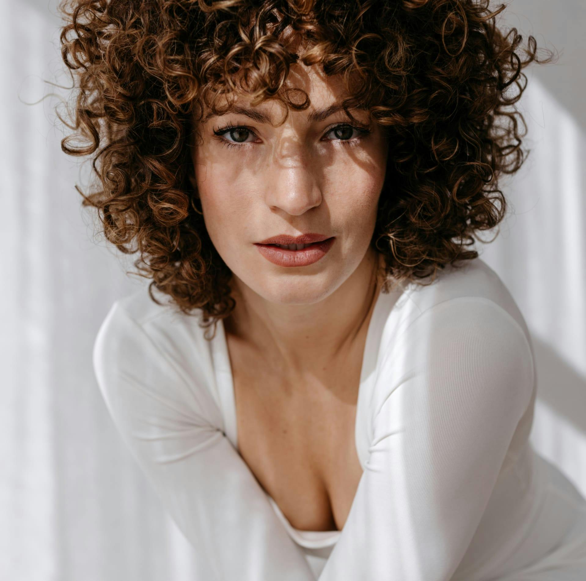 Woman with curly hair