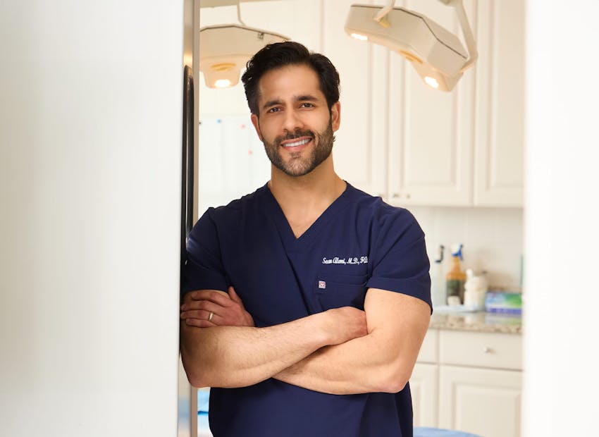 Dr. Alemi speaking to client