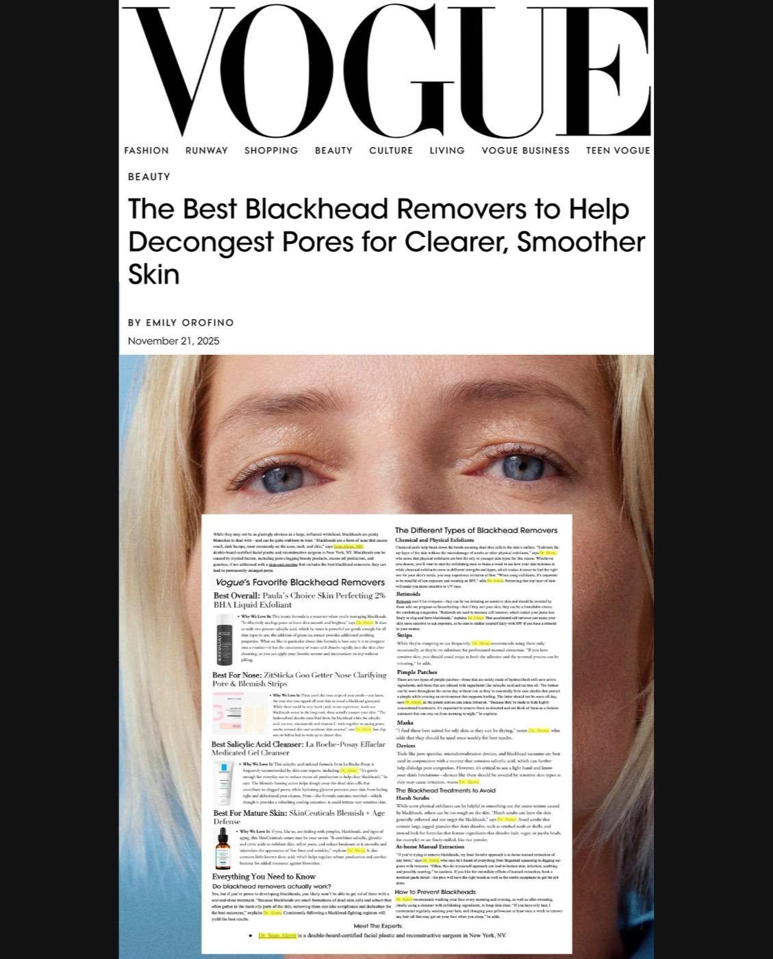 Dr. Alemi featured in Vogue
