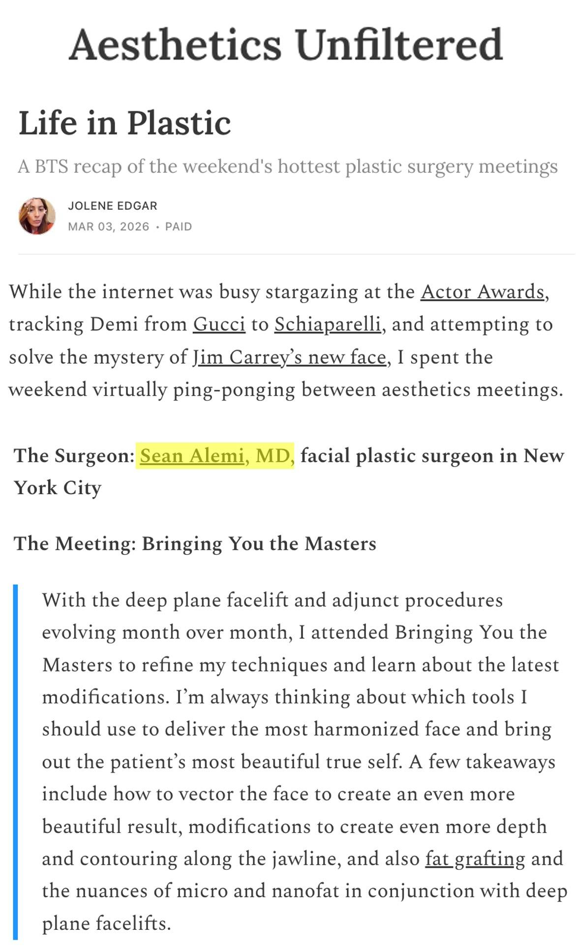 Dr. Alemi's Takeaways from the Latest Aesthetic Meetings