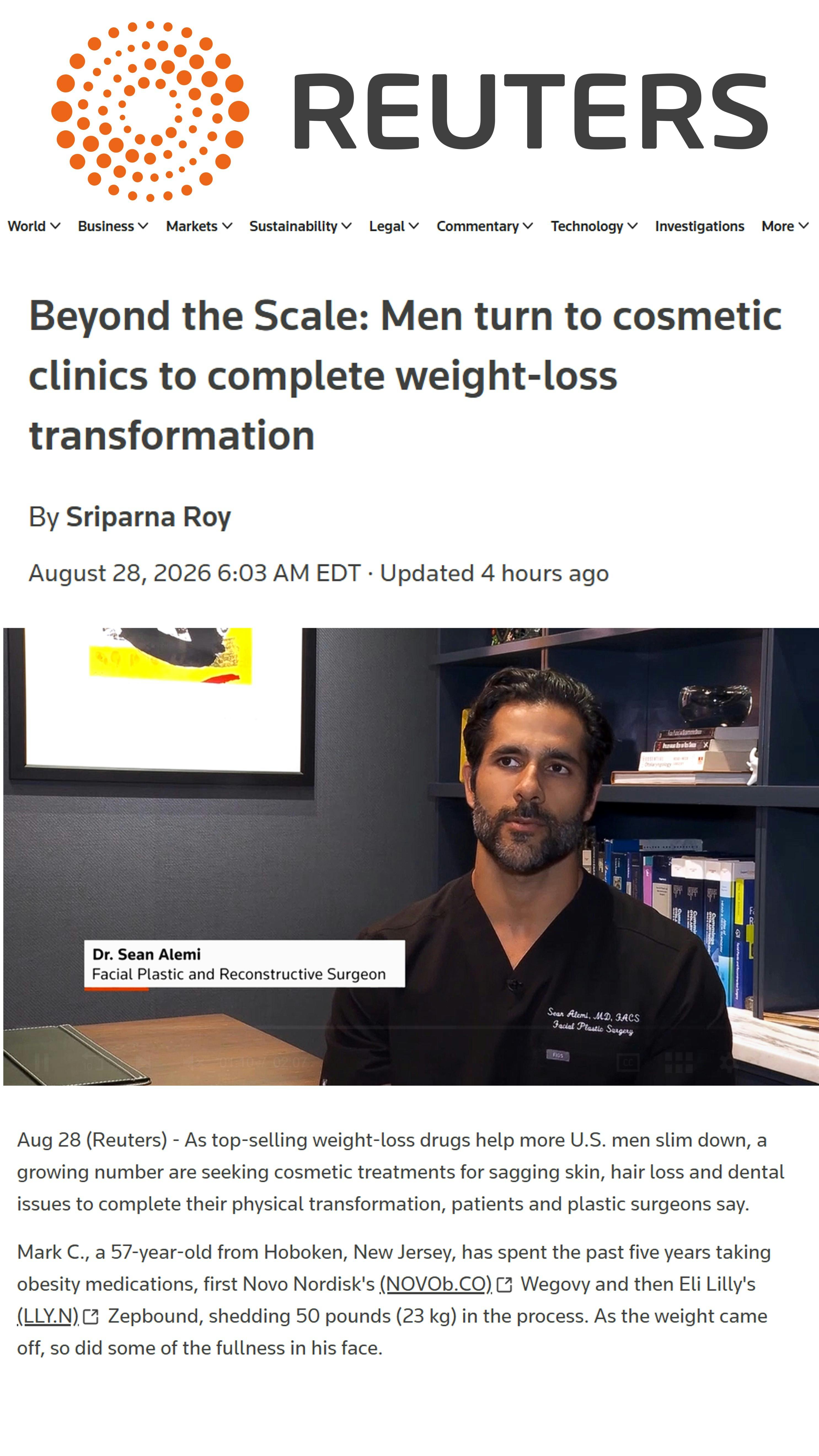 Beyond the Scale: Men turn to cosmetic clinics to complete weight-loss transformation