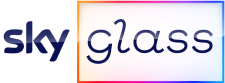 Sky Glass logo with a clean, modern font and a subtle gradient border