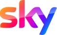 Sky logo with the company name in lowercase letters, featuring a smooth gradient from orange to pink to purple and blue.