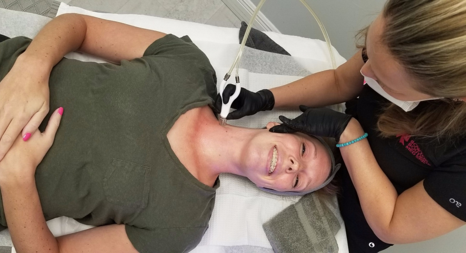 woman getting a face procedure