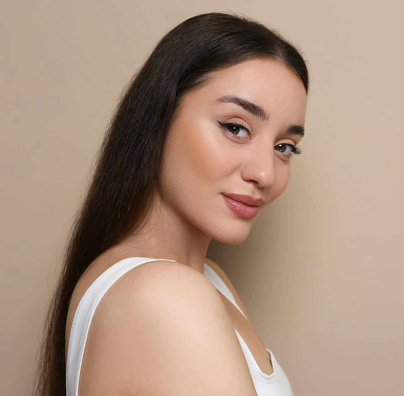 woman with long straight dark hair